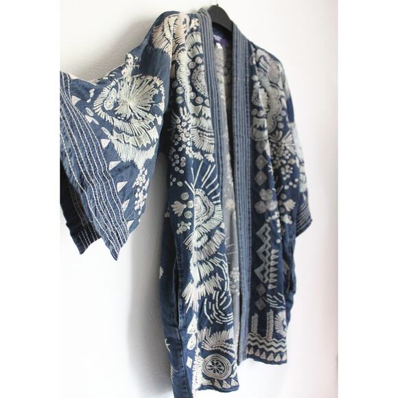 NEW JOHNNY WAS Antonia Denim Kimono $480 Denim Blue Boho Chic Size M